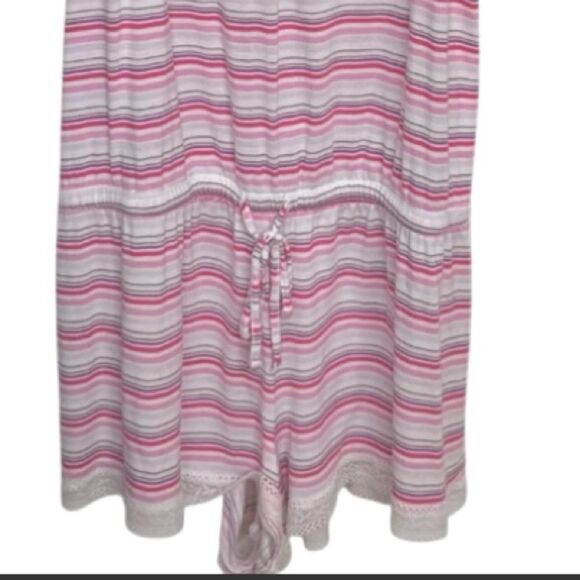 Victoria’s Secret Vintage Pink Striped Spaghetti Strap Modal Romper. Medium. - Picture 3 of 7
